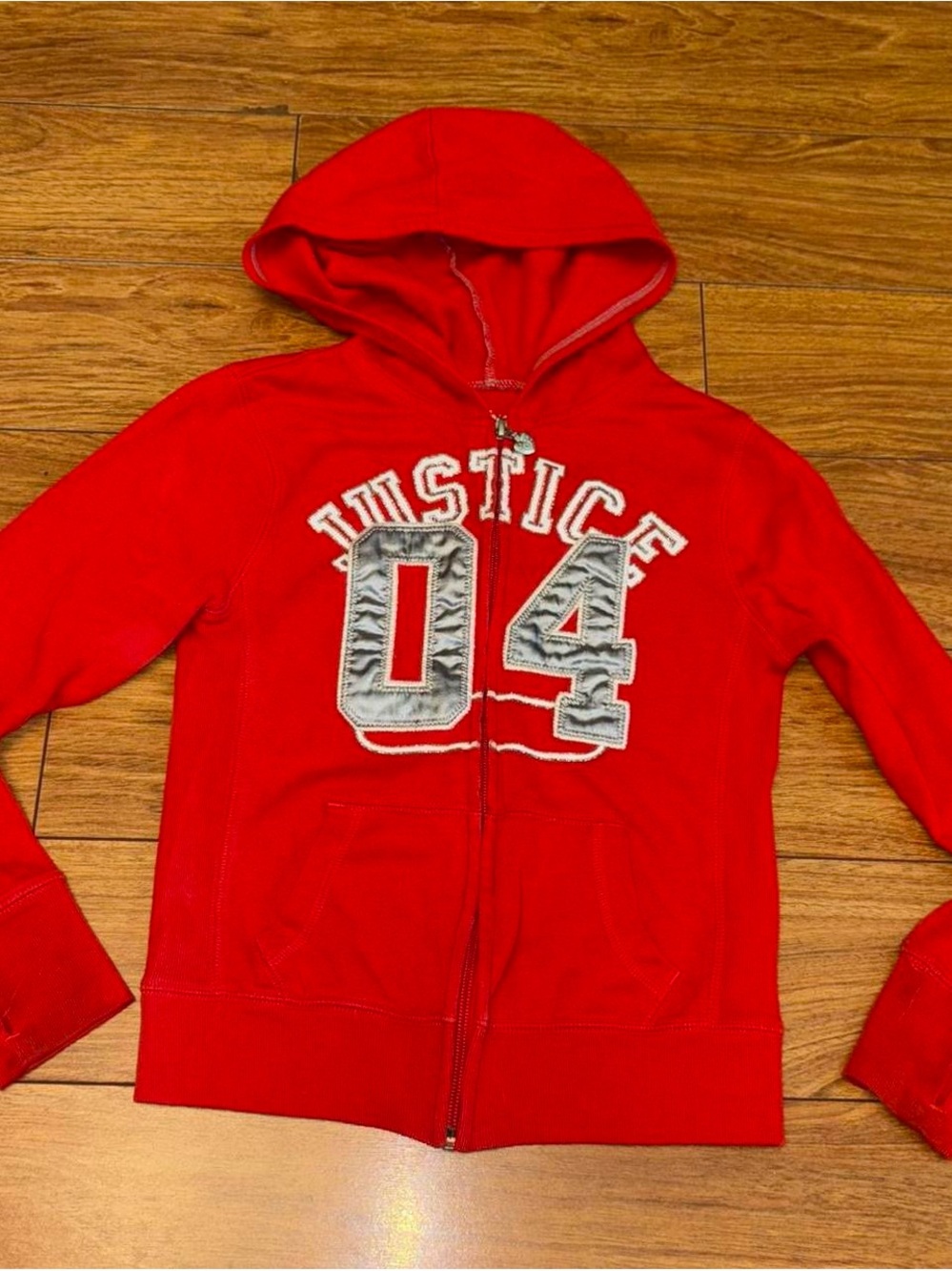 Y2K Red Justice zip up hoodie